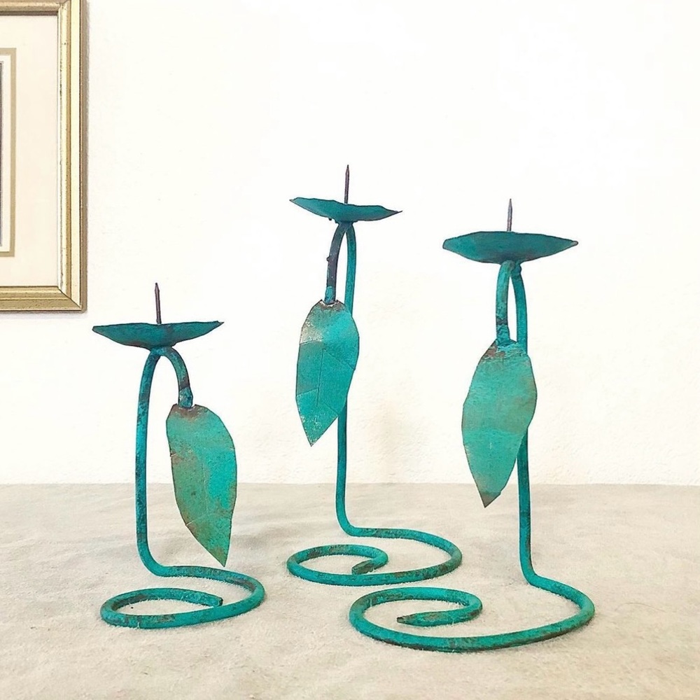 Set of 3 Mexican Folk Art Candle Holders